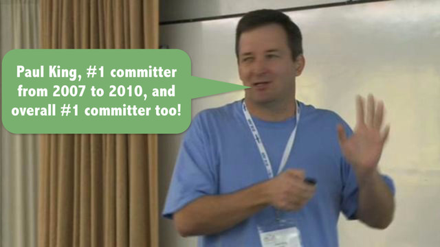 Paul King, #1 committer
from 2007 to 2010, and
overall #1 committer too!
