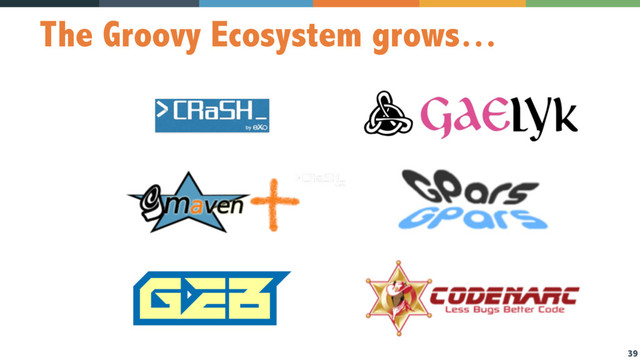 39
The Groovy Ecosystem grows…
