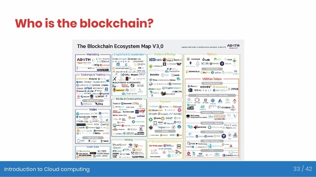 Who is the blockchain?
Introduction to Cloud computing 33 / 42
