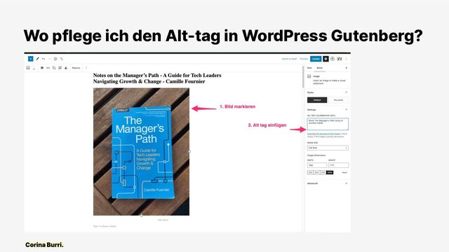 Wo pflege ich den Alt-tag in WordPress Gutenberg?
