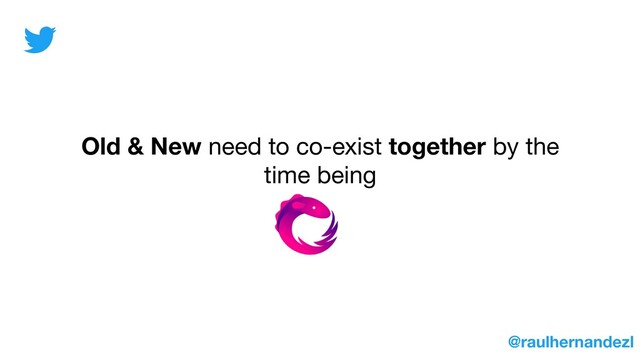 Old & New need to co-exist together by the
time being
@raulhernandezl
