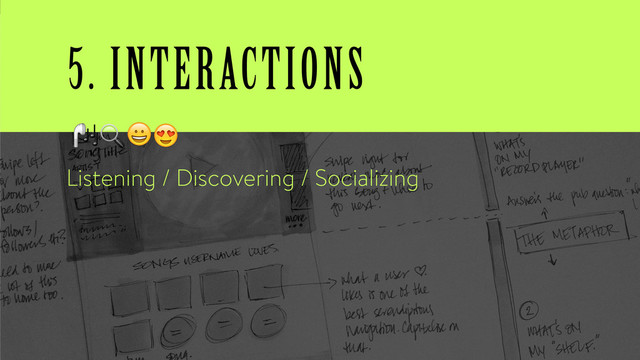 5. INTERACTIONS
Listening / Discovering / Socializing
'()*

