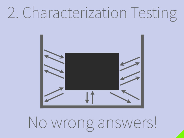 2. Characterization Testing
No wrong answers!
