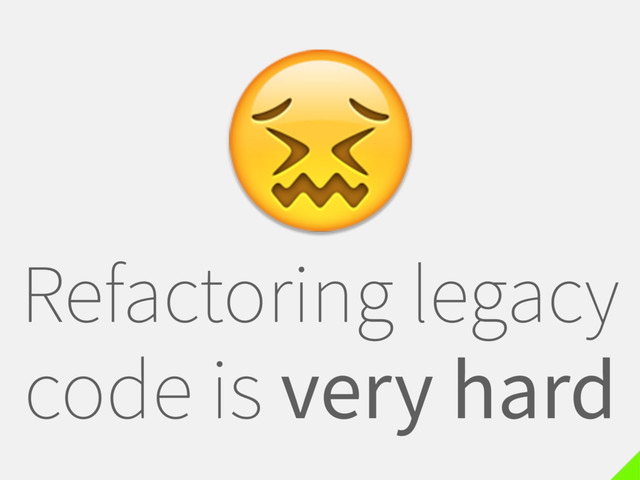 Refactoring legacy
code is very hard

