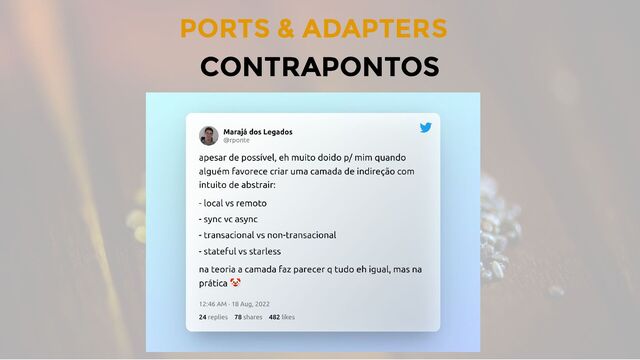 CONTRAPONTOS
PORTS & ADAPTERS
