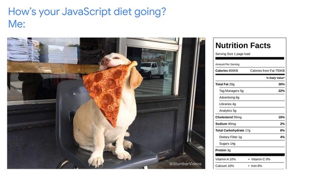 How’s your JavaScript diet going?
Me:
@StumberVideos

