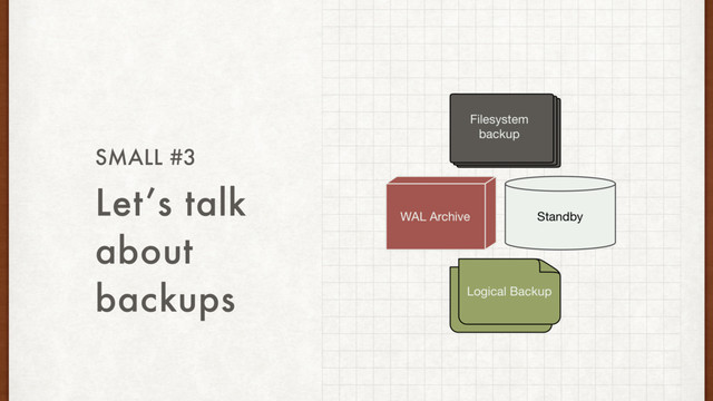 Let’s talk
about
backups
SMALL #3
