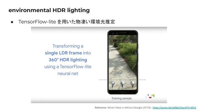 environmental HDR lighting
● TensorFlow-lite を用いた物凄い環境光推定
