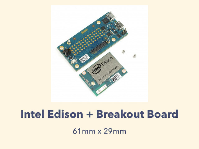 Intel Edison + Breakout Board
61mm x 29mm
