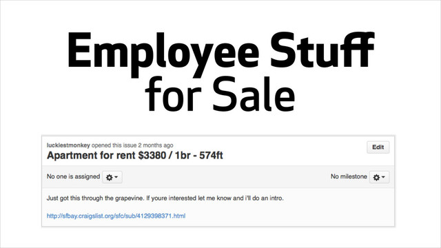 Employee Stuﬀ
for Sale
