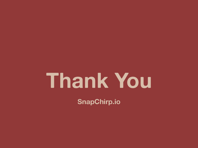 Thank You
SnapChirp.io
