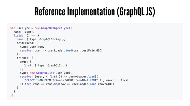 Reference Implementation (GraphQL JS)
