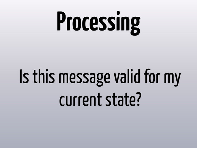 Processing
Is this message valid for my
current state?
