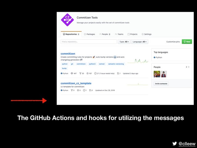 @clleew
The GitHub Actions and hooks for utilizing the messages
