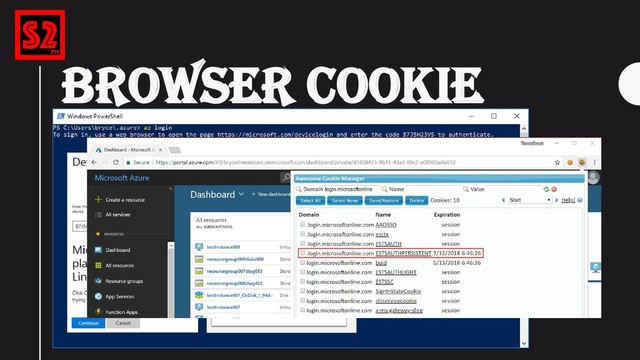 BROWSER COOKIE
“az login”
(After logging in, your login token is
valid until it goes for 14 days without
being used.)
