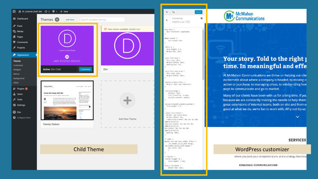 Child Theme WordPress customizer
