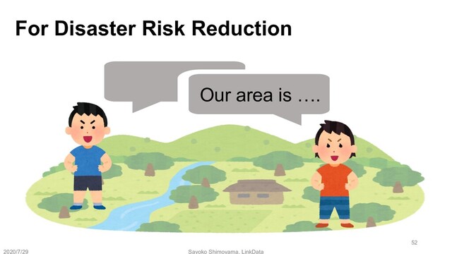 Our area is ….
2020/7/29 Sayoko Shimoyama, LinkData
For Disaster Risk Reduction
52
