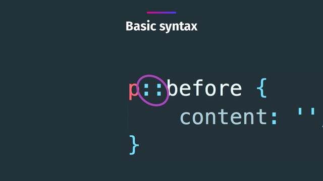 Basic syntax
