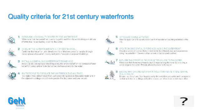 Quality criteria for 21st century waterfronts
