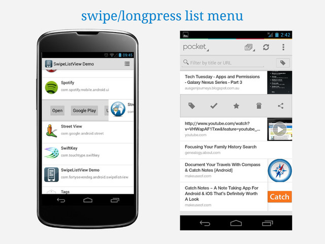 swipe/longpress list menu
swipe/longpress list menu
