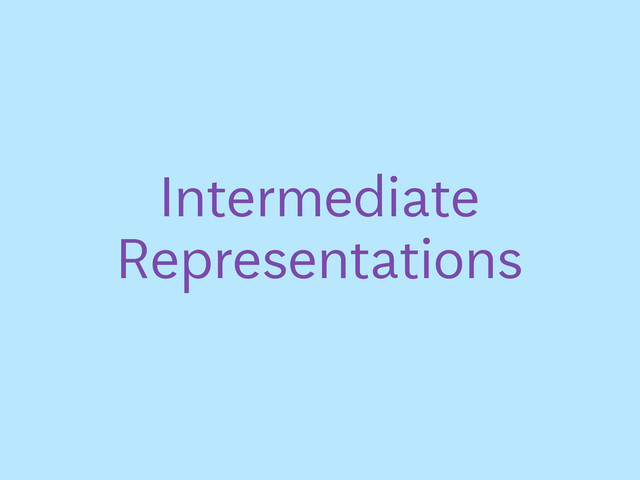 Intermediate
Representations
