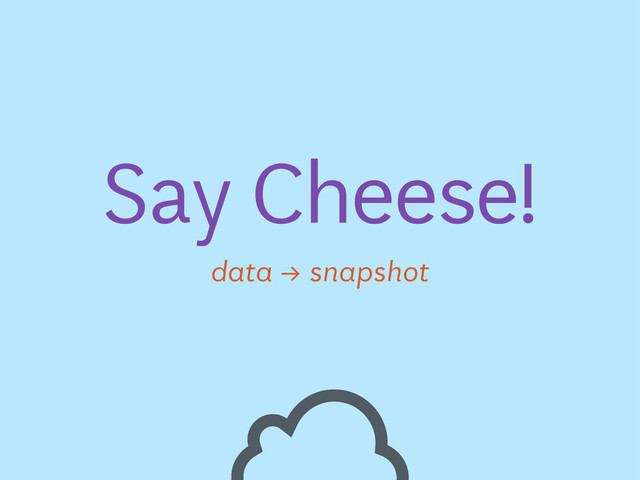 Say Cheese!
data → snapshot
