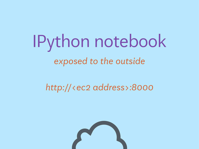 exposed to the outside
IPython notebook
http://:8000
