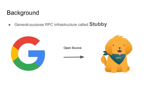 Background
● General-purpose RPC infrastructure called Stubby
Open Source
