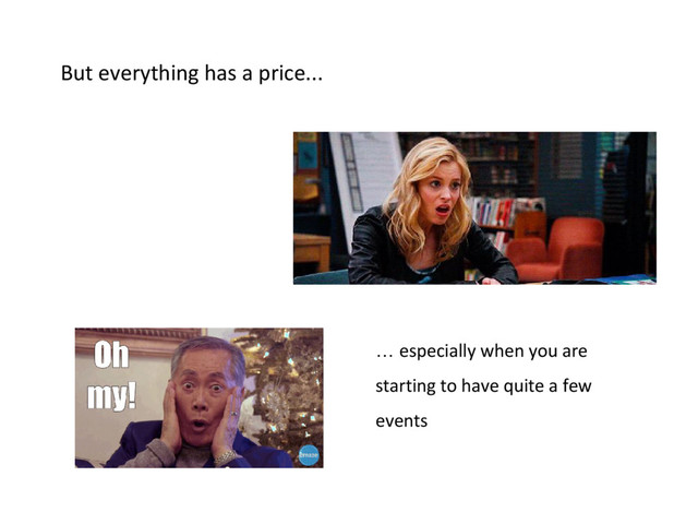 But everything has a price...
… especially when you are
starting to have quite a few
events
