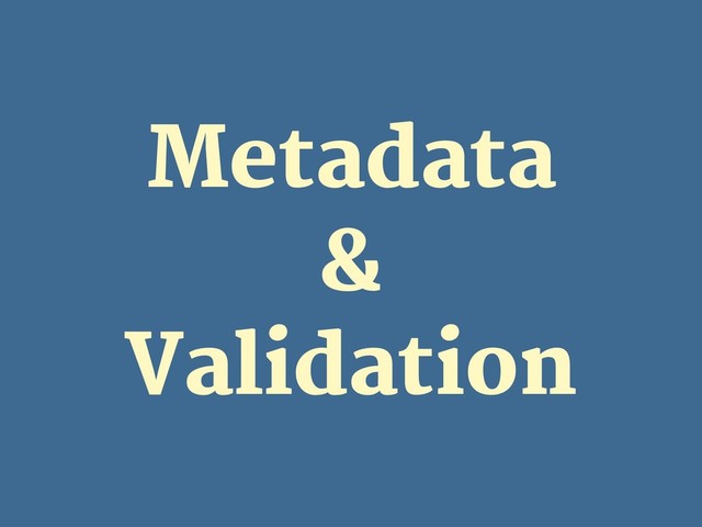 Metadata

&

Validation
