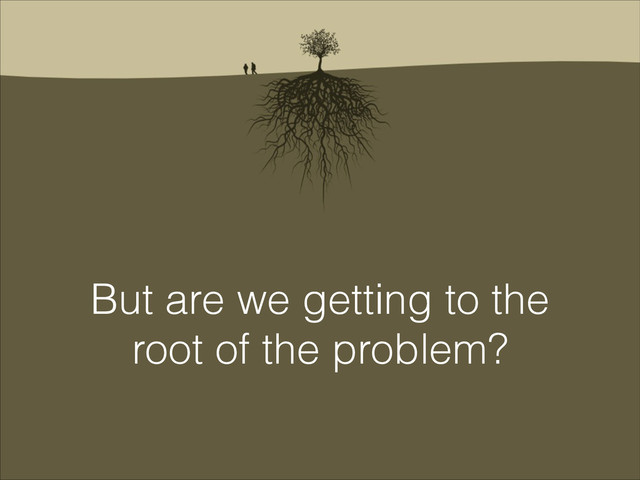 But are we getting to the
root of the problem?
