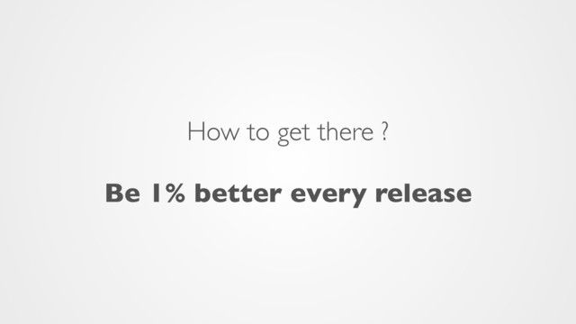 How to get there ?
 
Be 1% better every release
