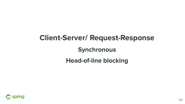 Client-Server/ Request-Response
Synchronous
Head-of-line blocking
38
