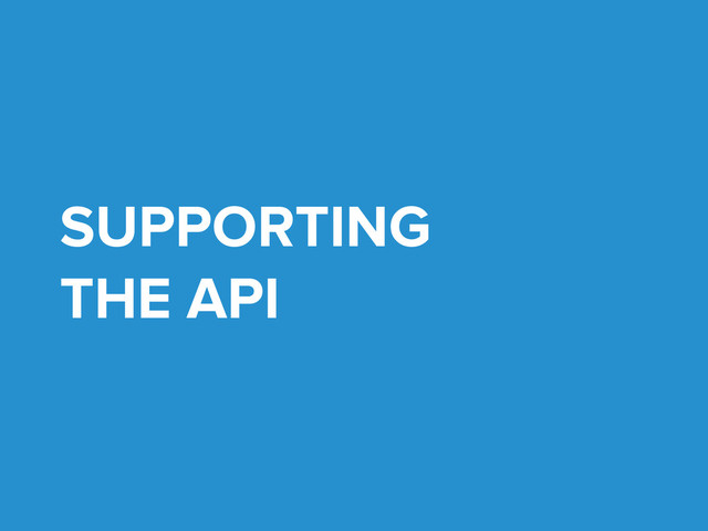 SUPPORTING
THE API
