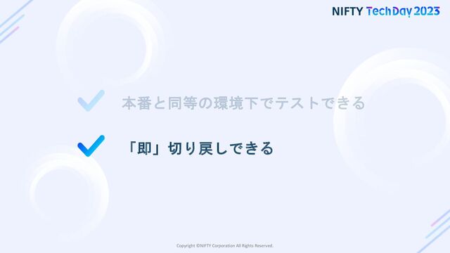 Copyright ©NIFTY Corporation All Rights Reserved.
「即」切り戻しできる
