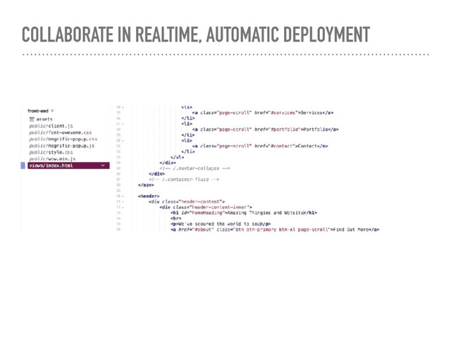 COLLABORATE IN REALTIME, AUTOMATIC DEPLOYMENT
