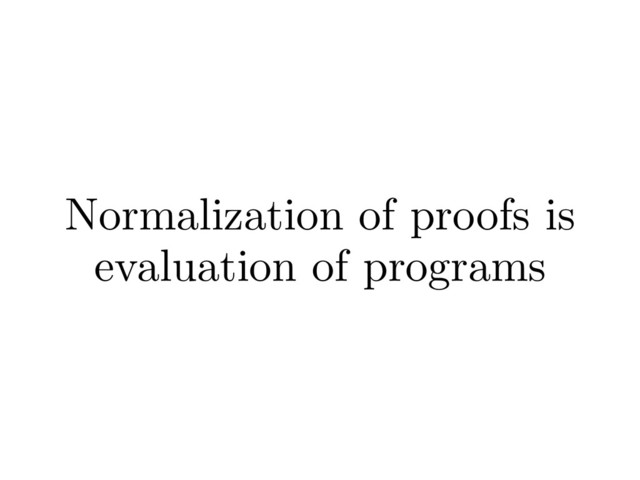 Normalization of proofs is
evaluation of programs
