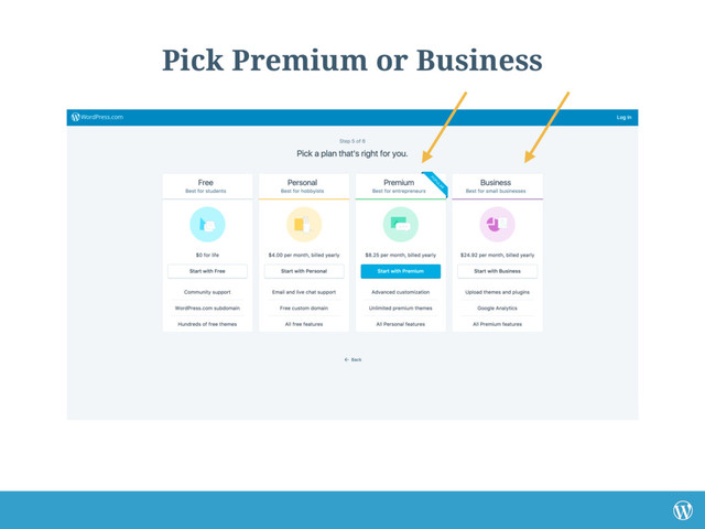 Pick Premium or Business
