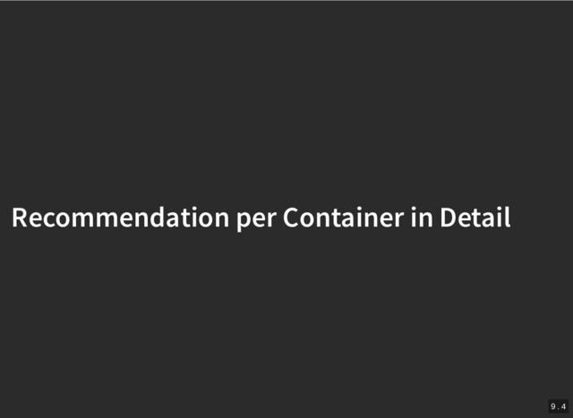 /
Recommendation per Container in Detail
Recommendation per Container in Detail
9 . 4
