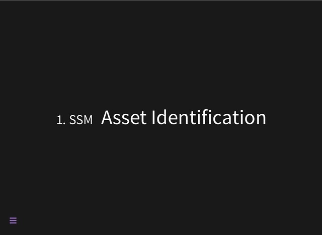 1. SSM Asset Identification


