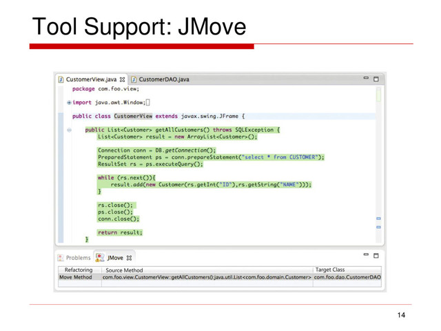 Tool Support: JMove
14

