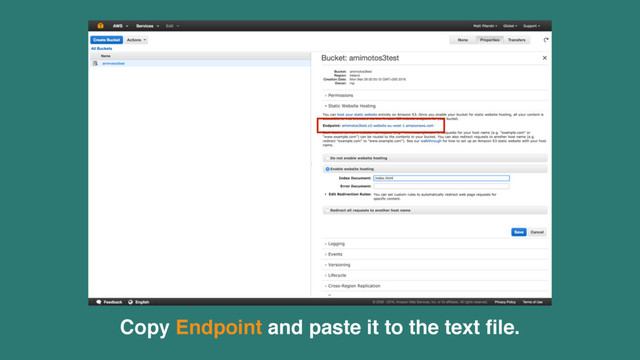 Copy Endpoint and paste it to the text ﬁle.
