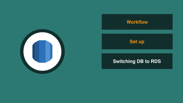 Switching DB to RDS
Workﬂow
Set up
