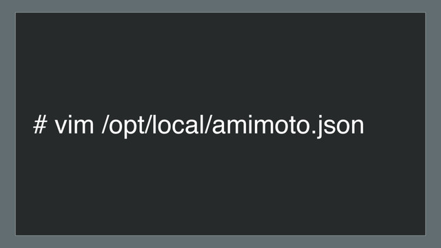 # vim /opt/local/amimoto.json
