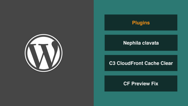 C3 CloudFront Cache Clear
CF Preview Fix
Plugins
Nephila clavata
