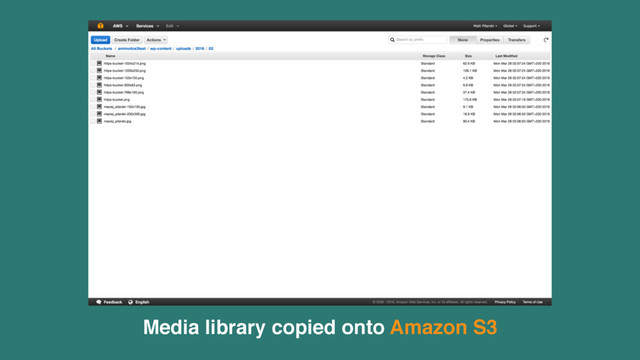 Media library copied onto Amazon S3
