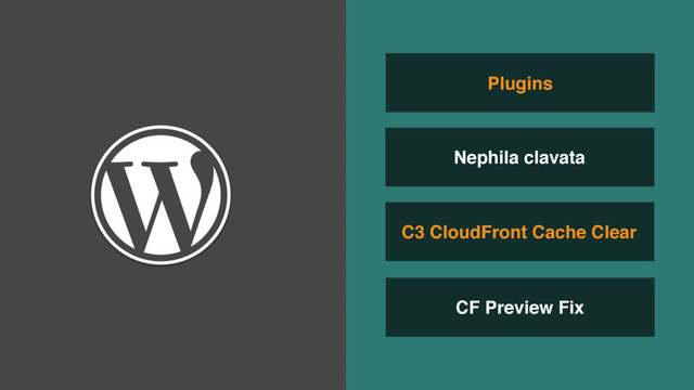 CF Preview Fix
C3 CloudFront Cache Clear
Plugins
Nephila clavata
