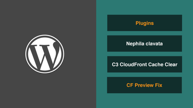 CF Preview Fix
C3 CloudFront Cache Clear
Plugins
Nephila clavata
