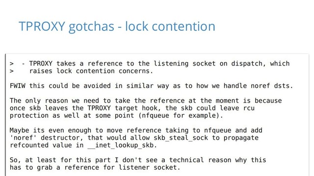TPROXY gotchas - lock contention
