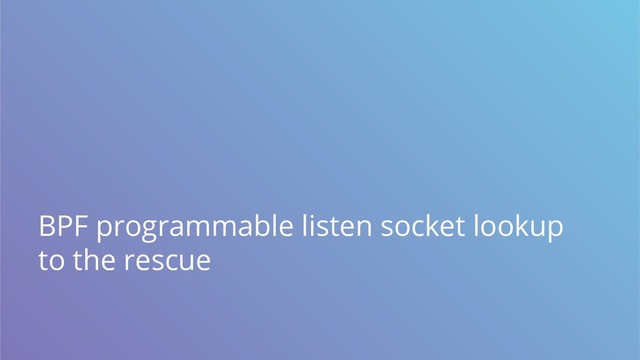 BPF programmable listen socket lookup
to the rescue
